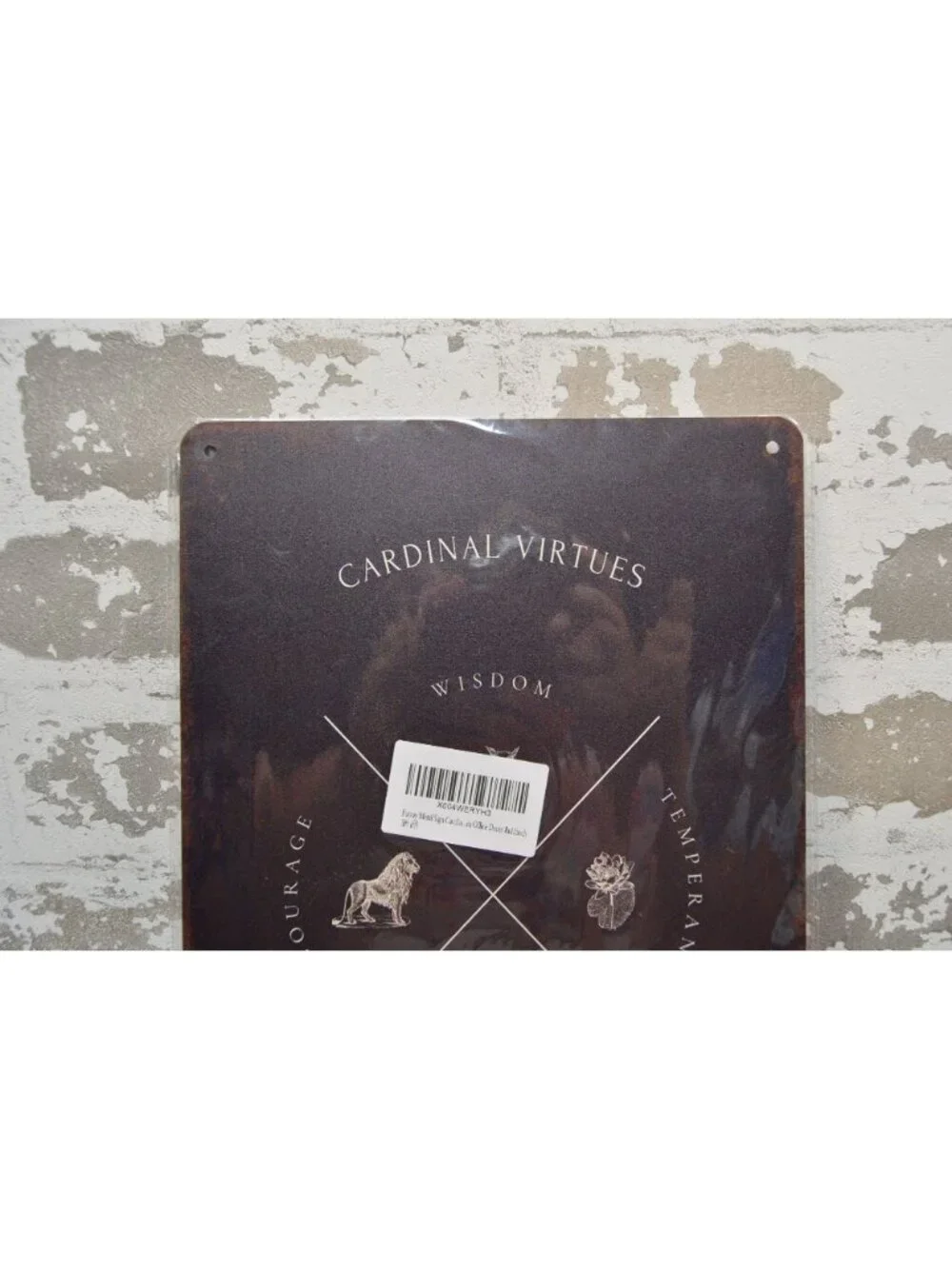 Cardinal Virtues Metal Sign Justice Wisdom Courage Temperance 8 x 12 inches